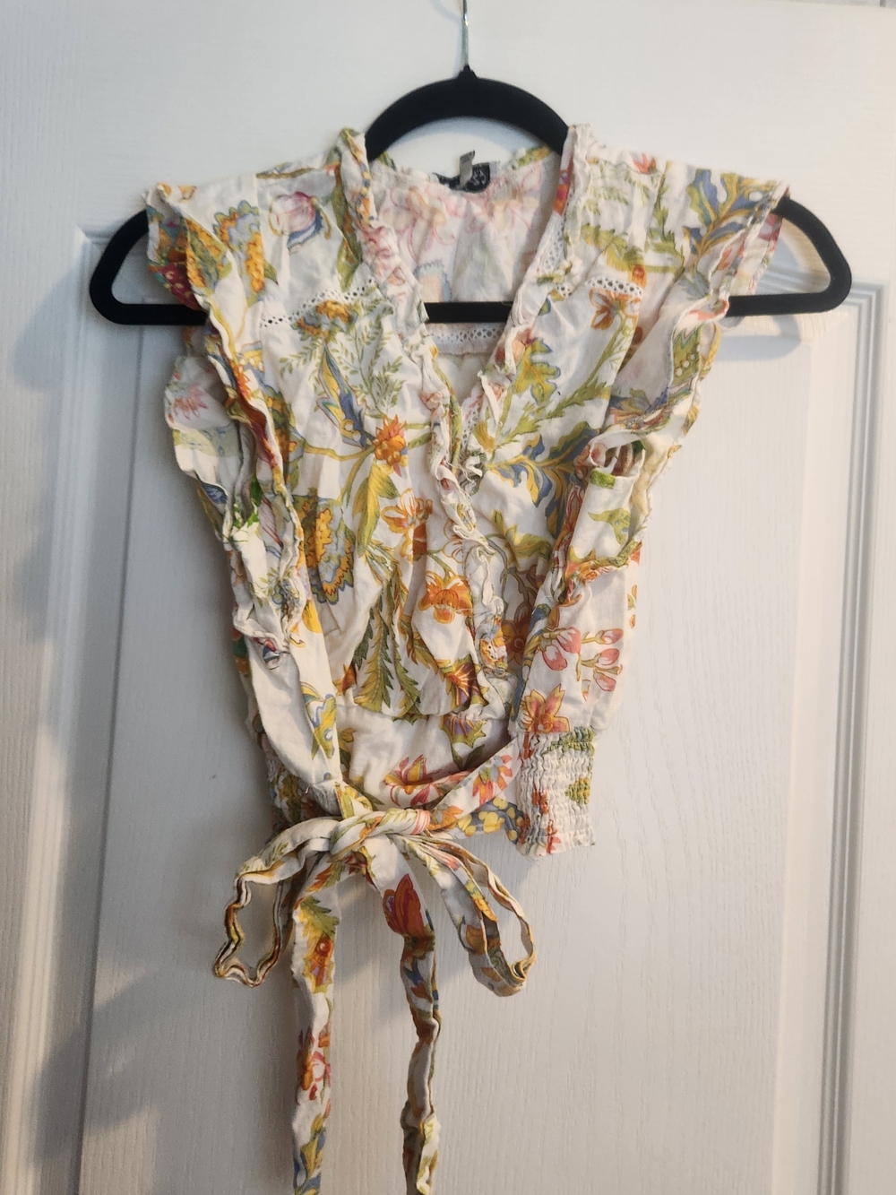Rachel Zoe Floral Tie-Waist Blouse EUC